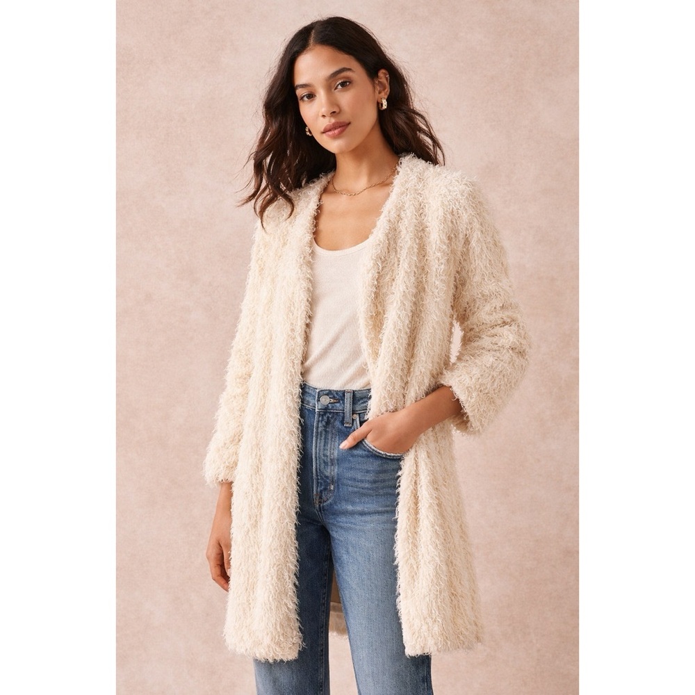J.O.A. Los Angeles Cream Off White Fringe Coat